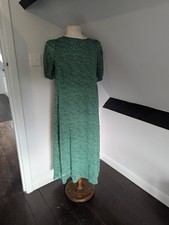 Zara Pretty Green Chiffon Polka Dot Summer Maxi Dress Elegant, Large, VGC
