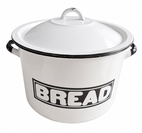 Large enamel bread bin retro - enamel,