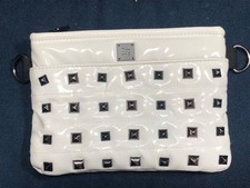 Think Royln Purse White Studded Clutch No Strap Bum Bag Fanny Pack Crossbody