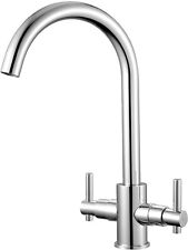 Kitchen Sink Mixer Taps Traditional Dual Lever Monobloc Kitchen Tap Chrome Doubl