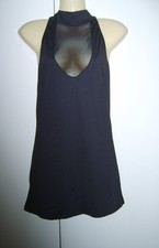 Ladies Black Dress With Mesh Insert 1960s 1970s Goth Punk Fancy Dress Costume SM