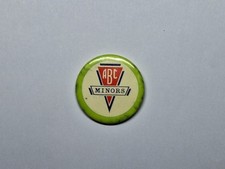 RARE Vintage ABC MINORS Metal Luminous Pin Badge - White with a Green Edge