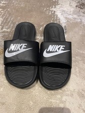 Nike Black Slider Slippers White Logo - UK 10 - New