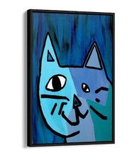 ABSTRACT BLUE CAT CUBIST