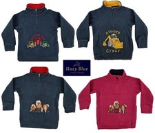 Hazy Blue Kids Fleece Jumper 1/4 zip boys girls Tractor Digger Horse Unisex