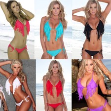 Womens Sexy Halter Tassel