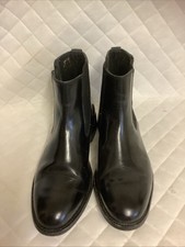 SAMUEL WINDSOR HANDMADE BLACK LEATHER SLIP ON CHELSEA BOOTS MENS SIZE 7.5