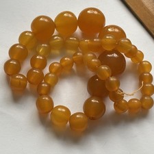 Vintage amber bead necklace - amber,