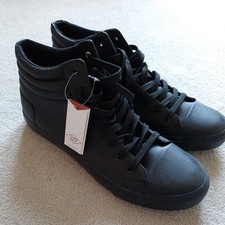 NEW LEE COOPER ALL  BLACK RETRO HI TOP BASEBALL BOOTS TRAINERS SIZE UK 11 / EU45