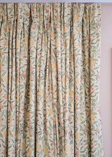 Pair of Morris & Co Sanderson Fruit Minor Print Pleated Curtains | D160cm W260cm