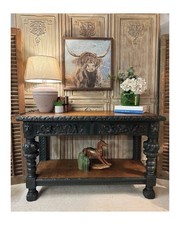 Antique Carved Oak Hall Table