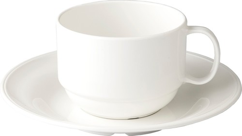 White teacups with saucers - white,