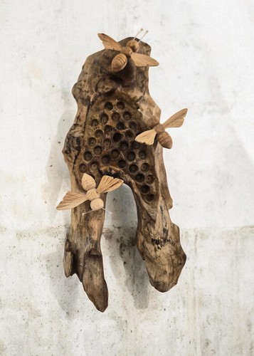 Chiselcraft hand carved bees - carved,