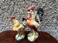 Two vintage hen ornaments.