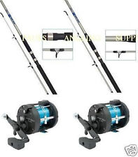 2 X  Shakespeare  7ft Boat Rods and Multiplier Reel with Line 