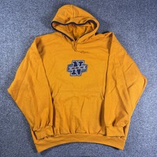 Vintage 90s Nike Hoodie Mens XL Orange Center Swoosh Puff Print Retro