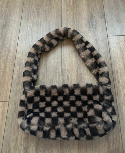 Checkerboard faux fur brown - fur,