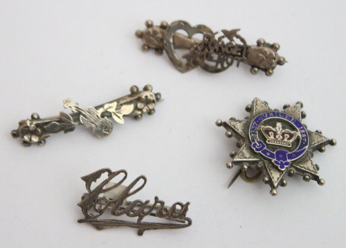 Antique silver brooch name - 4x,