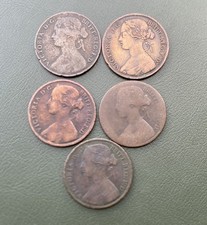 5x Victoria Pennies 1861 -