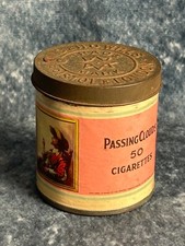 Vintage Passing Clouds Cigarettes Round Tin Virginia Tobacciana BRISTOL & LONDON