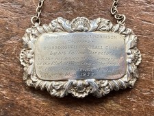Unique 1977 Don Robinson Scarborough FC Chair' Trophy Final Silver Decanter Tag.