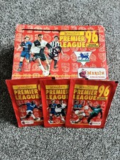 3 x Merlin premier league 96 Sealed Football Sticker Packs and box 