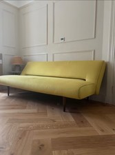 Unfurl yellow sofa bed - flat lay - mid-century modern