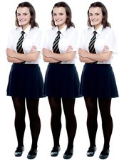 School Girls Tights 3 Pack 60 DEN Aged 3-13 Opaque Soft Microfiber Casual School