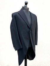 Vintage 1957 Dated Men's Traditional Black Wool Morning Coat-38" Chest Small