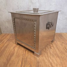 Art Deco 1930s Square Coal Storage Box Chrome Finish with Original Liner.