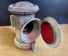 VINTAGE/ANTIQUE:  Collectors Rear BICYCLE OIL/PARAFFIN LAMP Red Glass Lens - OLD