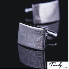 MEN'S SILVER CUFFLINKS GOLD STAINLESS STEEL MENS WEDDING CUFF LINKS  