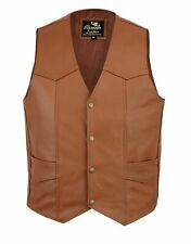Tan Brown Leather Waistcoat