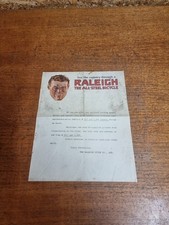 Raleigh The All Steel Bicycle Cycle Letter Ephemera Brochure Catologue 