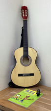 Unbranded Spanish Classical Guitar 4/4 R/H 6 String with Book. Tuner. Gig Bag WA