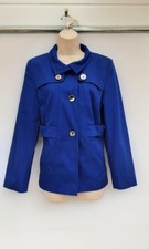 COAT,JACKET,BLUE,MARK & SPENCER,60S,70S,80S RETRO STYLE,POCKETS,LINED,SIZE 12