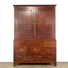 Antique Large Oak Linen Press