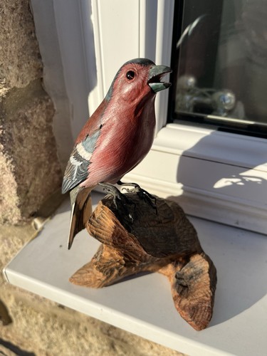 The chaffinch wood carving - the,
