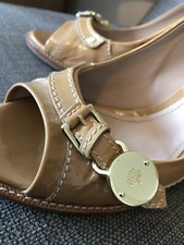 Mulberry Bayswater Patent Peep Toe Nude Shoes EU 39 Prom Queens Look No Further