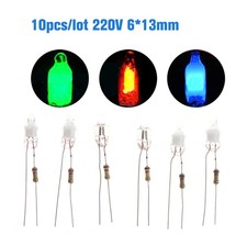 10Pcs Neon Indicator Light Green Red Blue Signs 6mm Neon Lamp Glow Bulbs