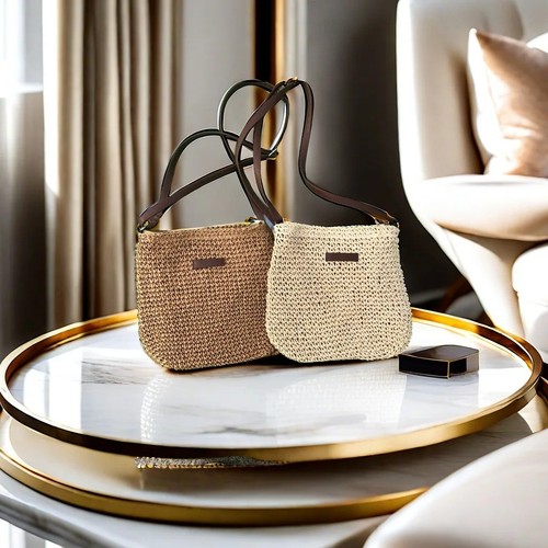 Womens summer straw crossbody - straw,
