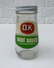 VINTAGE RETRO O.K MINT SAUCE CONCENTRATED EMPTY JAR DECORATIVE DISPLAY PROP