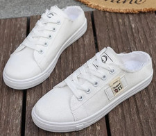 Women's White Casual Slip On Pumps Shoes Flat Bottom Size 6