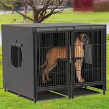 Extra Large Double Dog Crate Raised Cage Playpen Transport Carrier Box w/ 2 Door