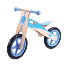 Bigjigs Toys Wooden My First Balance Bike (Blue) Stable Running Kids Toddler