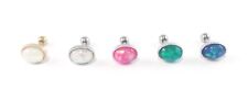 316L Surgical Steel  Synthetic Opal Oval  1.2 x 6mm bar Tragus Helix Bar