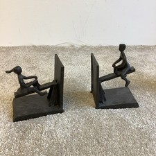 Black Cast Iron Metal Small See Saw Boy & Girl Book Ends