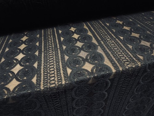 Flocked lace dress fabric - dress, per