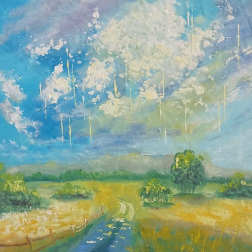 Fields landscape oil painting