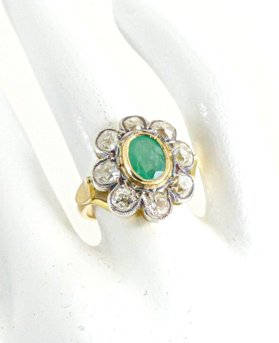 18ct gold emerald - gold, diamond